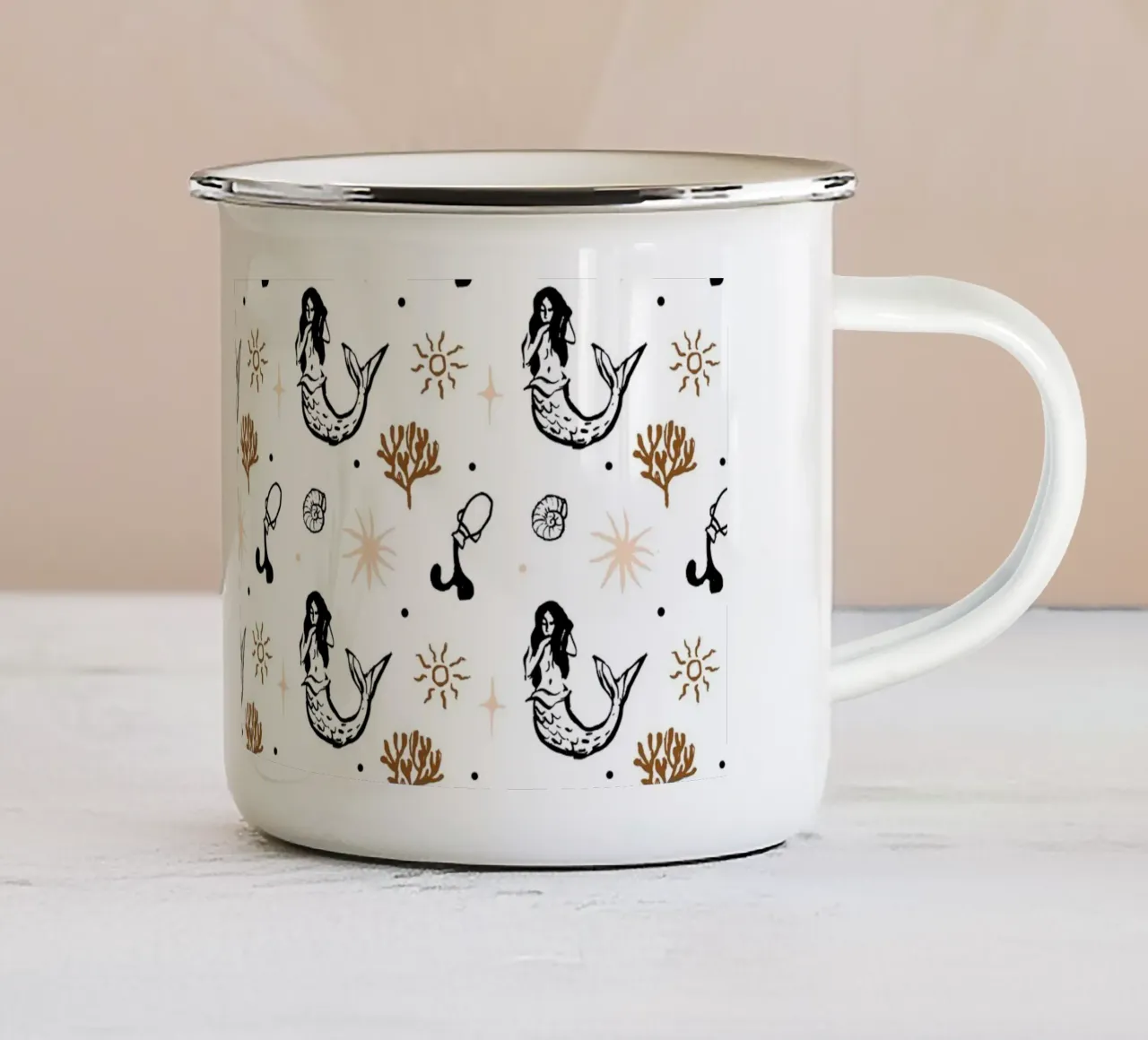 Seaside Pattern No 03 mug en émail de treechild