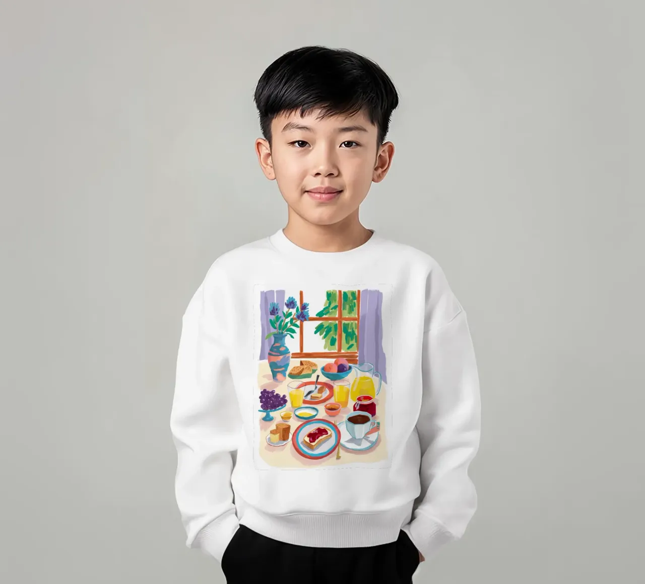 Sunlit Breakfast Still kids sweatshirt by Aurora Muse