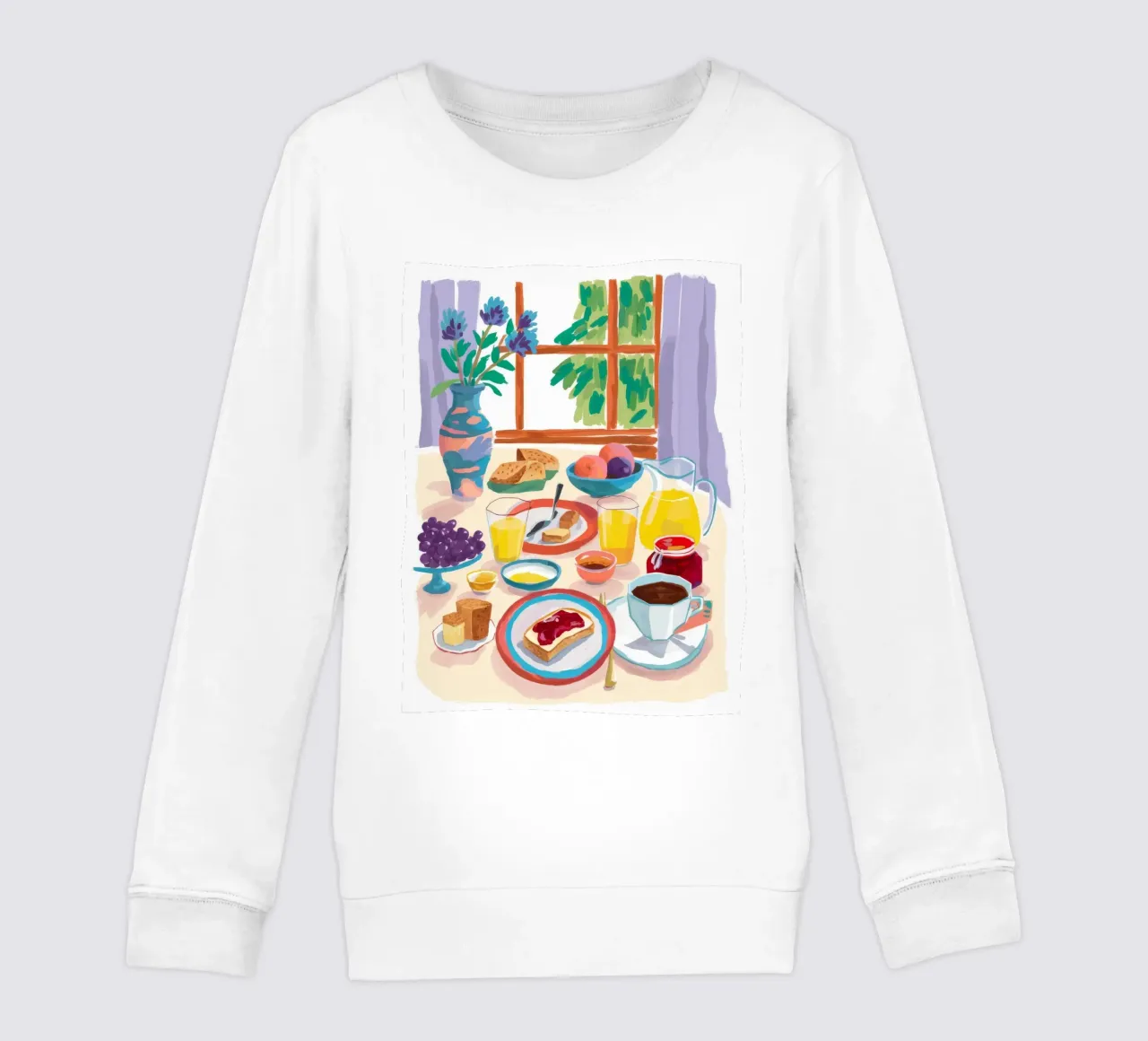 Sunlit Breakfast Still kids sweatshirt by Aurora Muse