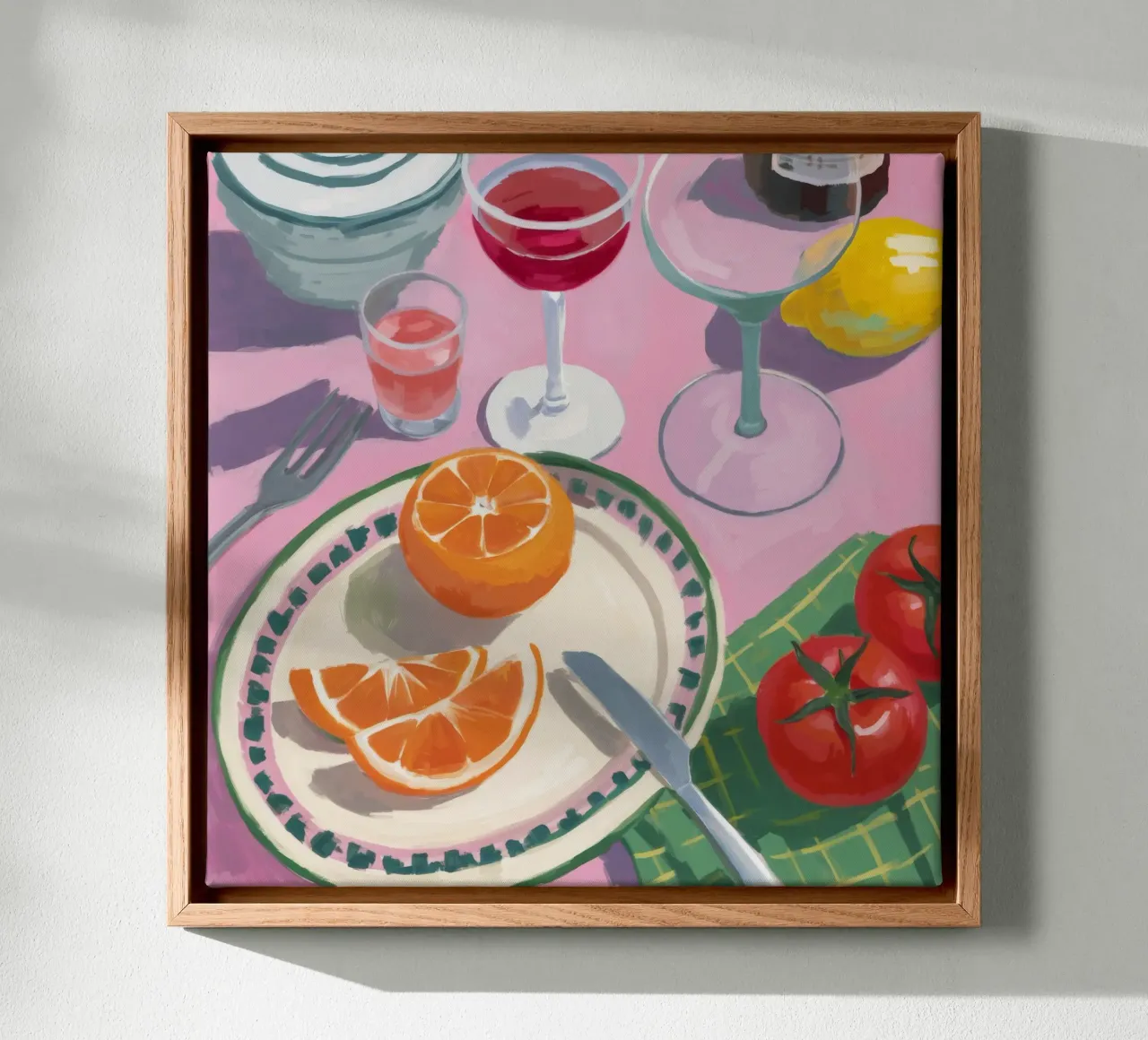 Tomato Citrus Toast canvas with Floater frame by Aurora Muse
