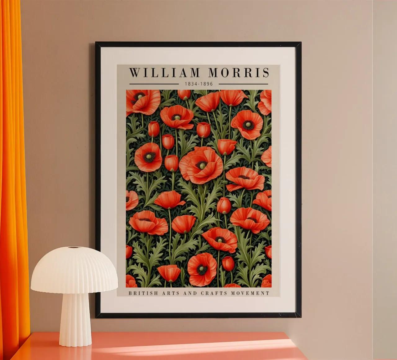 giardino papaveri orticoltura william morris poster con telaio in alluminio da komo store
