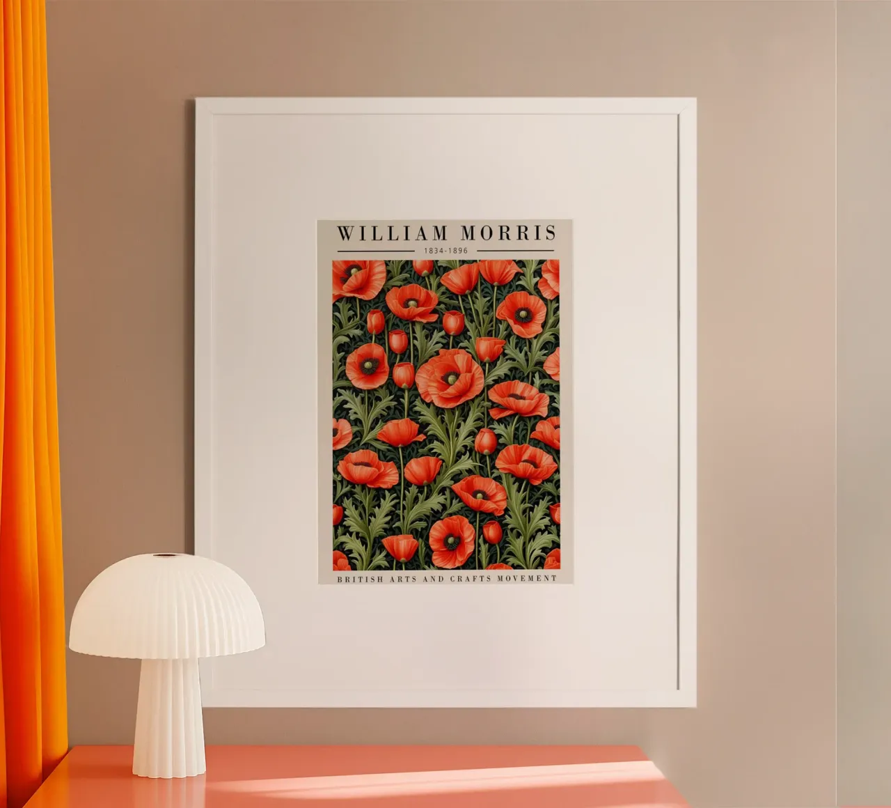 giardino papaveri orticoltura william morris poster con telaio in alluminio da komo store