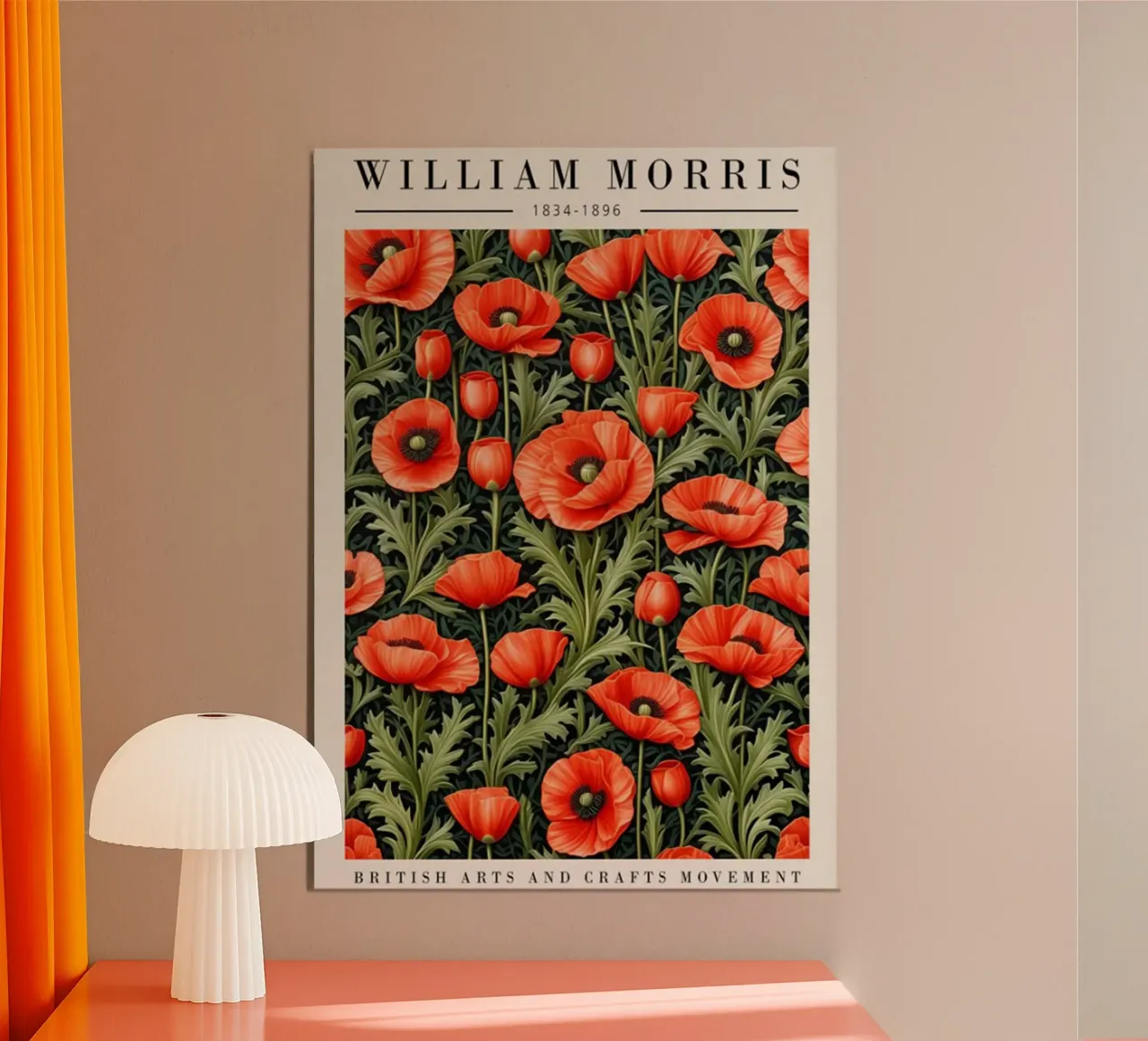 giardino papaveri orticoltura william morris poster con telaio in alluminio da komo store