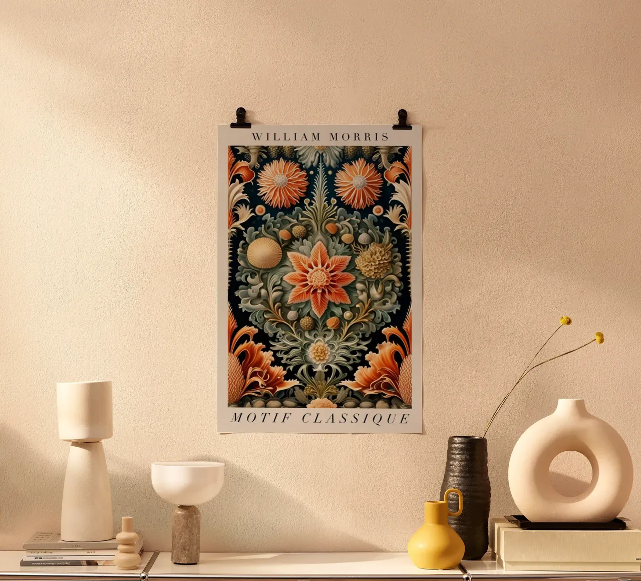 William Morris decoratief symmetrisch detail bloemen poster van komo store