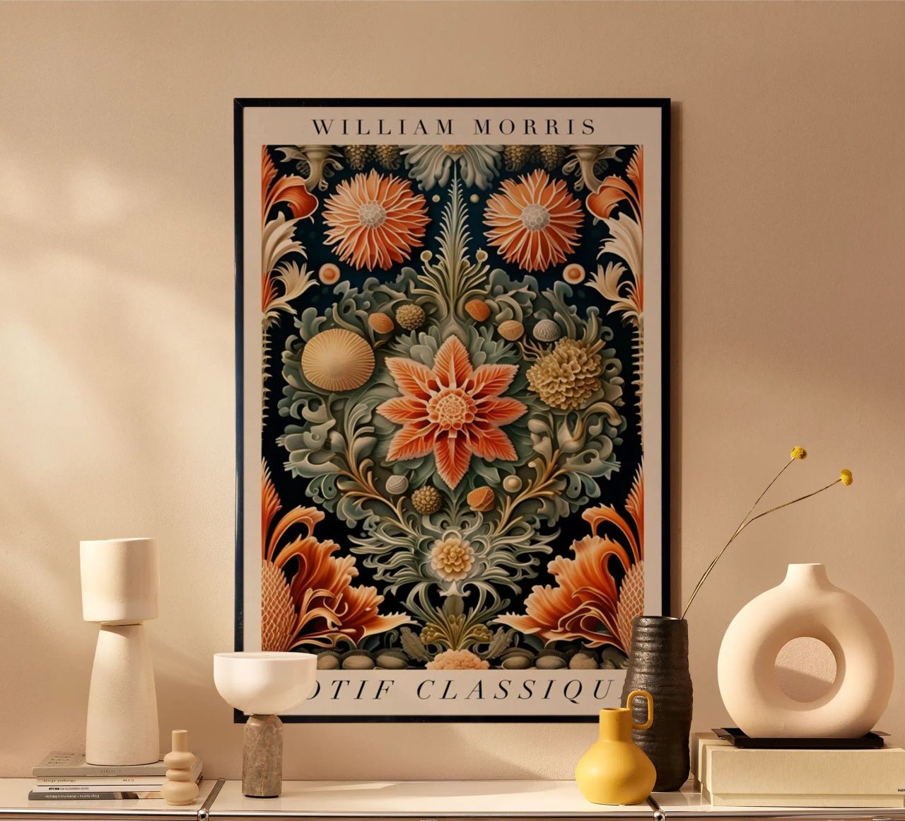 William Morris detalle decorativo simétrico flores poster de komo store