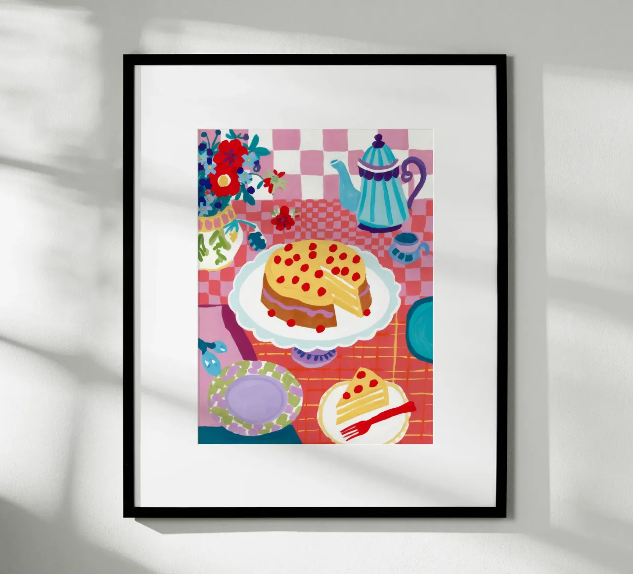 Sogno di torta alla ciliegia poster con telaio in legno da Aurora Muse