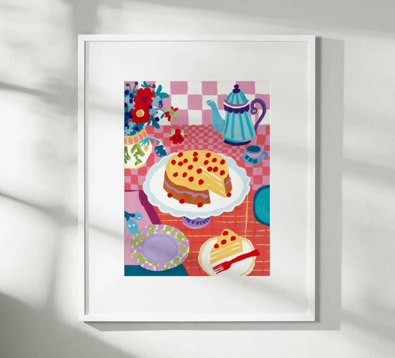 Sogno di torta alla ciliegia poster con telaio in legno da Aurora Muse