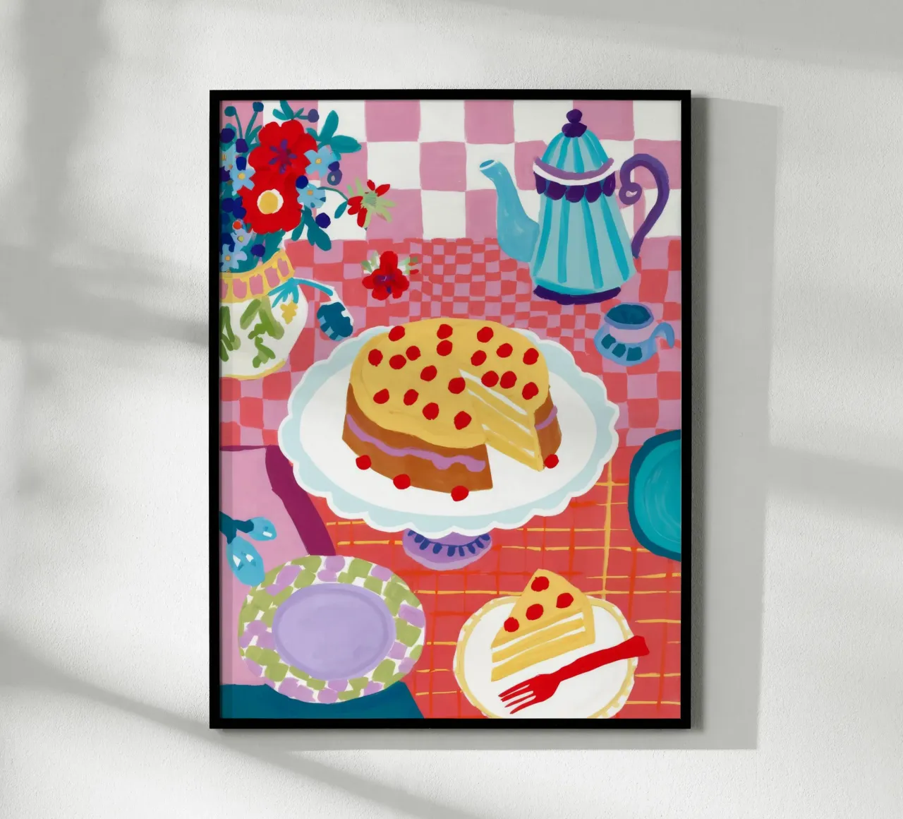 Sogno di torta alla ciliegia poster con telaio in legno da Aurora Muse