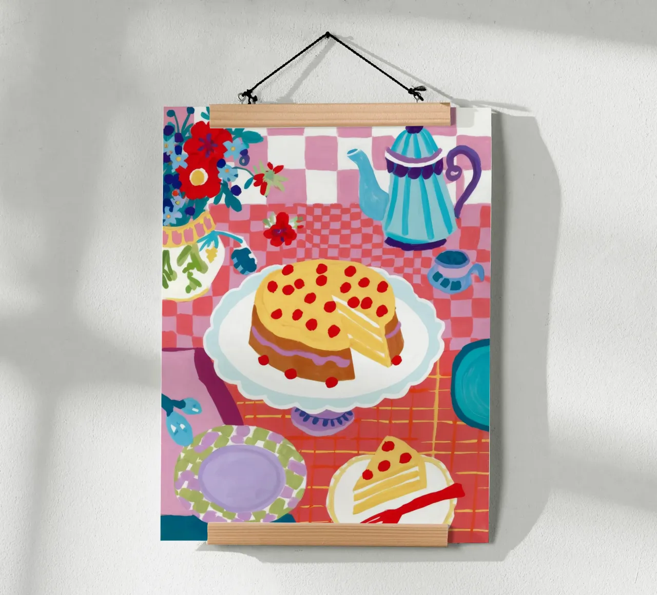 Sogno di torta alla ciliegia poster con telaio in legno da Aurora Muse