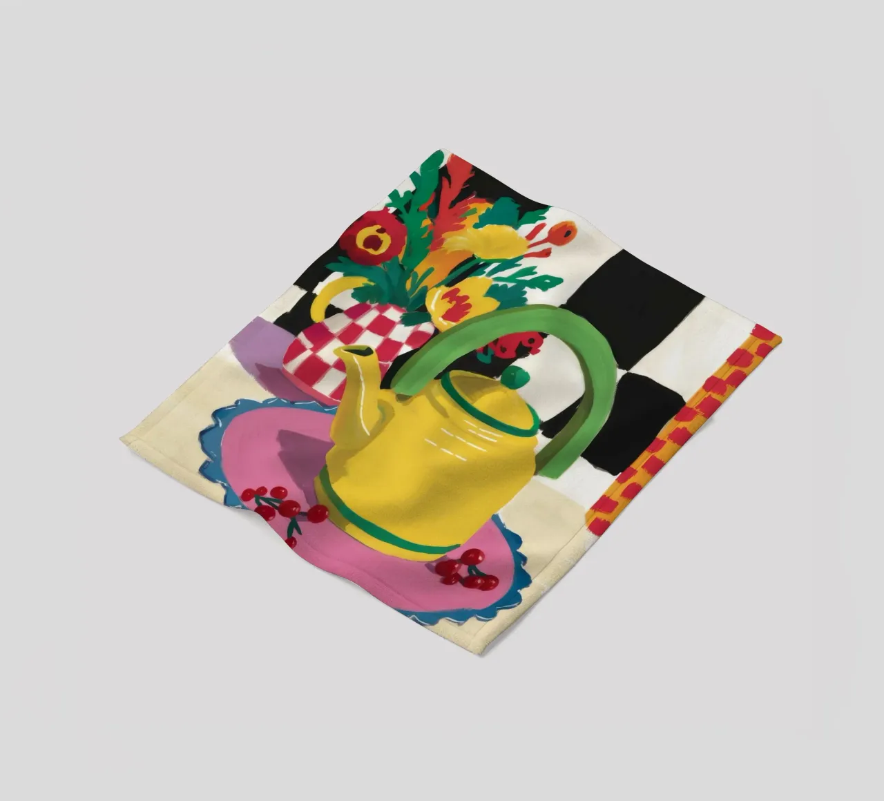 Retro Teapot Delight fleece blanket by Aurora Muse