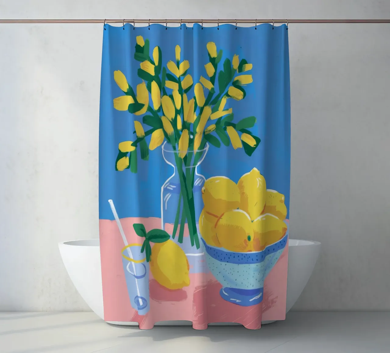 Zitrone Vase Brise Duschvorhang von Aurora Muse