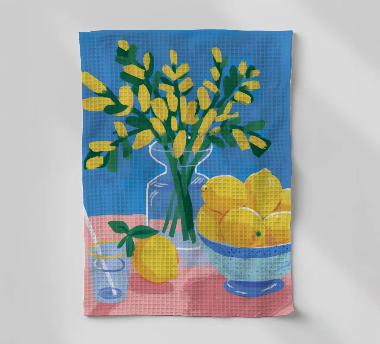 Zitrone Vase Brise Geschirrtuch von Aurora Muse