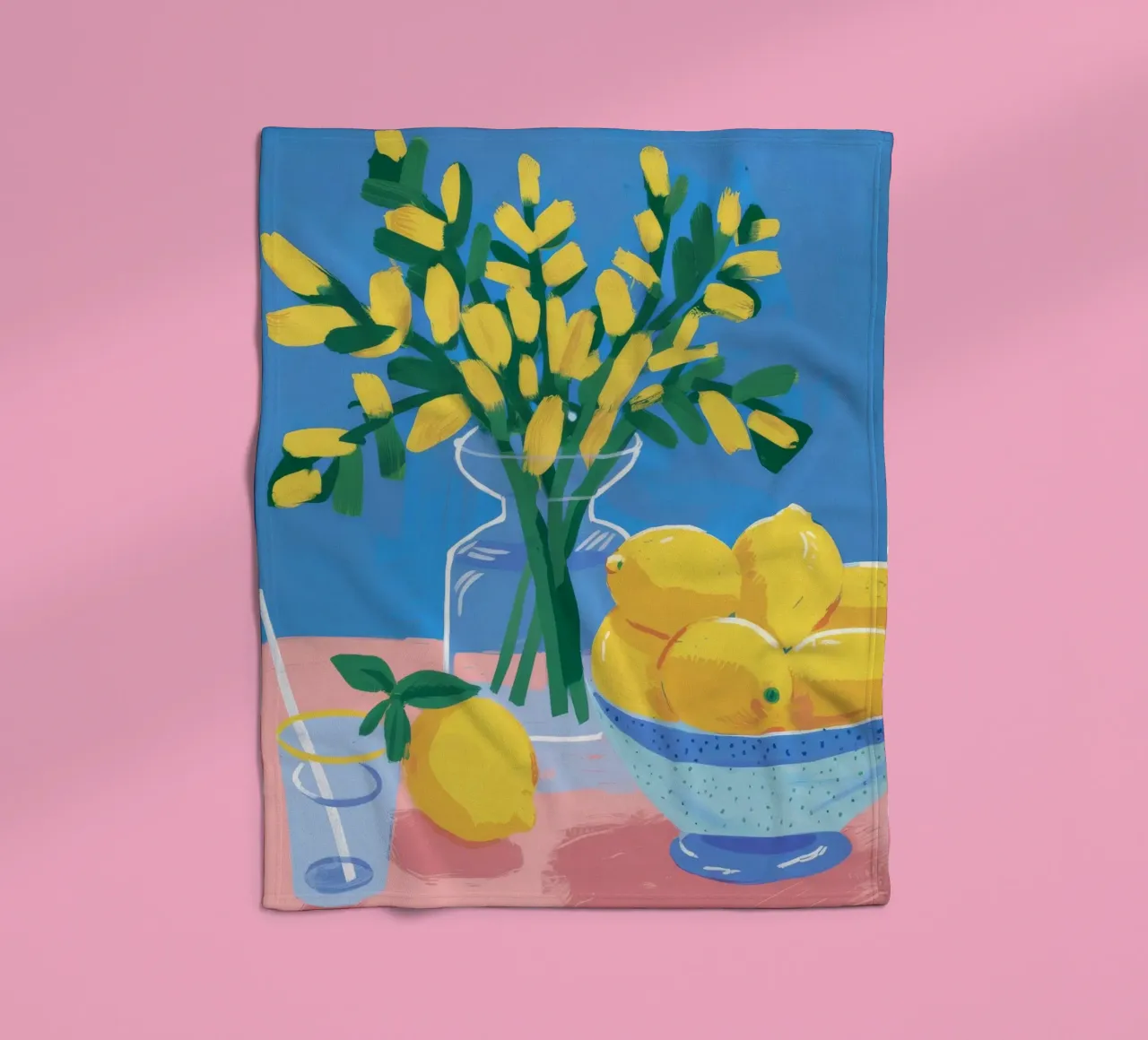 Zitrone Vase Brise Fleecedecke von Aurora Muse