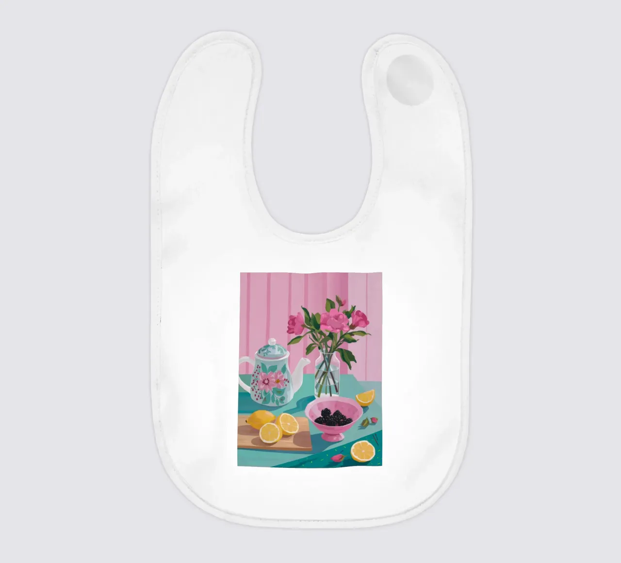 Tea Time Blush baby bib by Aurora Muse