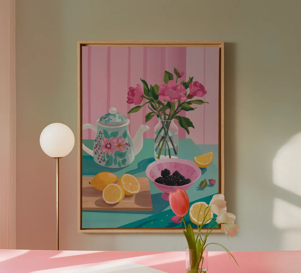 Theetijd Blush canvas met Baklijst van Aurora Muse