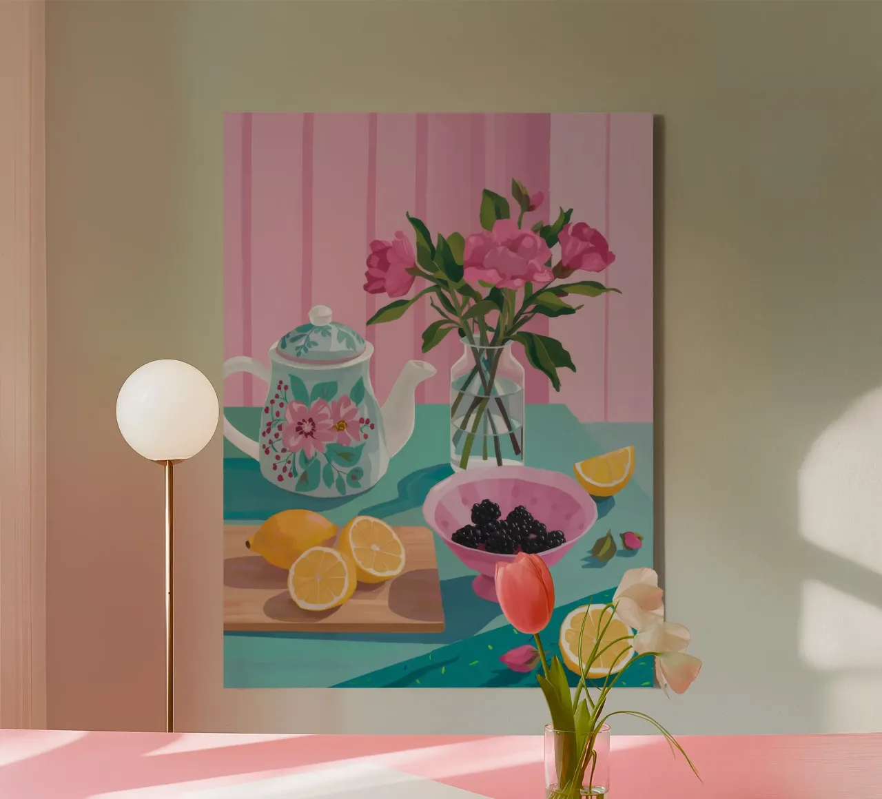 Theetijd Blush canvas met Baklijst van Aurora Muse