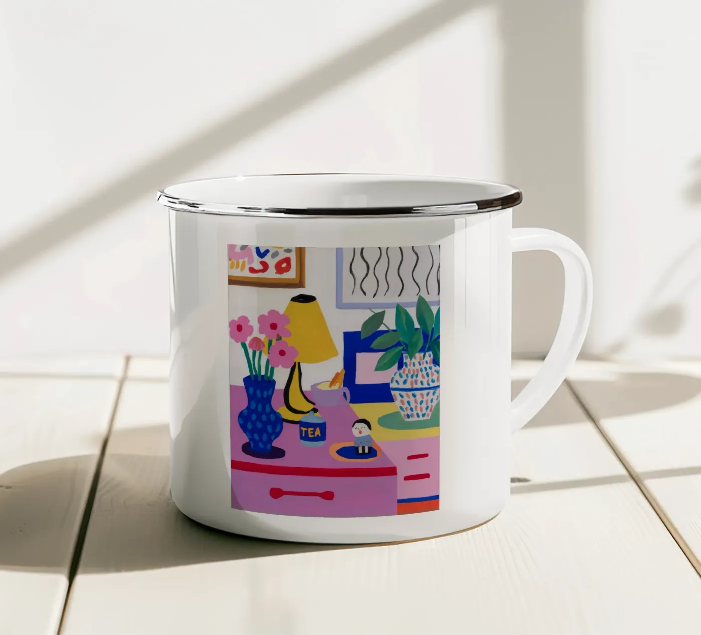 Desk Bloom Whimsy enamel mug by Aurora Muse