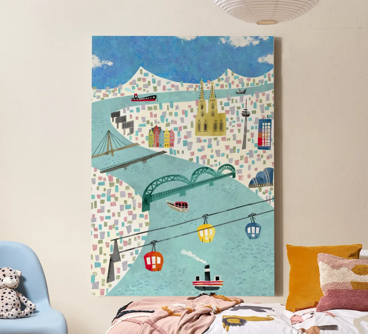 Illustratie stadsplattegrond Keulen canvas met Baklijst van DYDesign