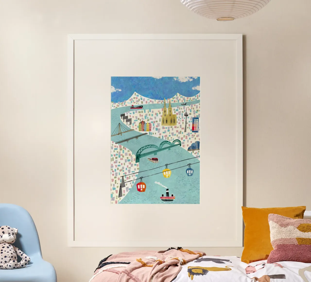 Illustrazione della mappa della città di Colonia poster con telaio in plastica da DYDesign
