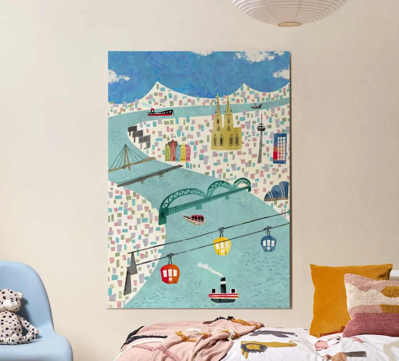 Illustrazione della mappa della città di Colonia poster con telaio in plastica da DYDesign