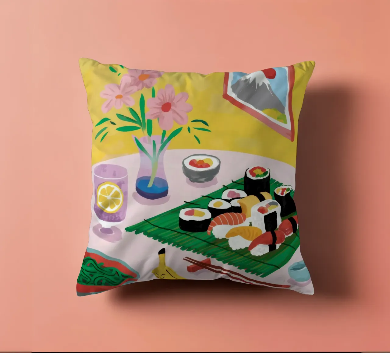 Sushi Aussicht Ruhig Kissen von Aurora Muse