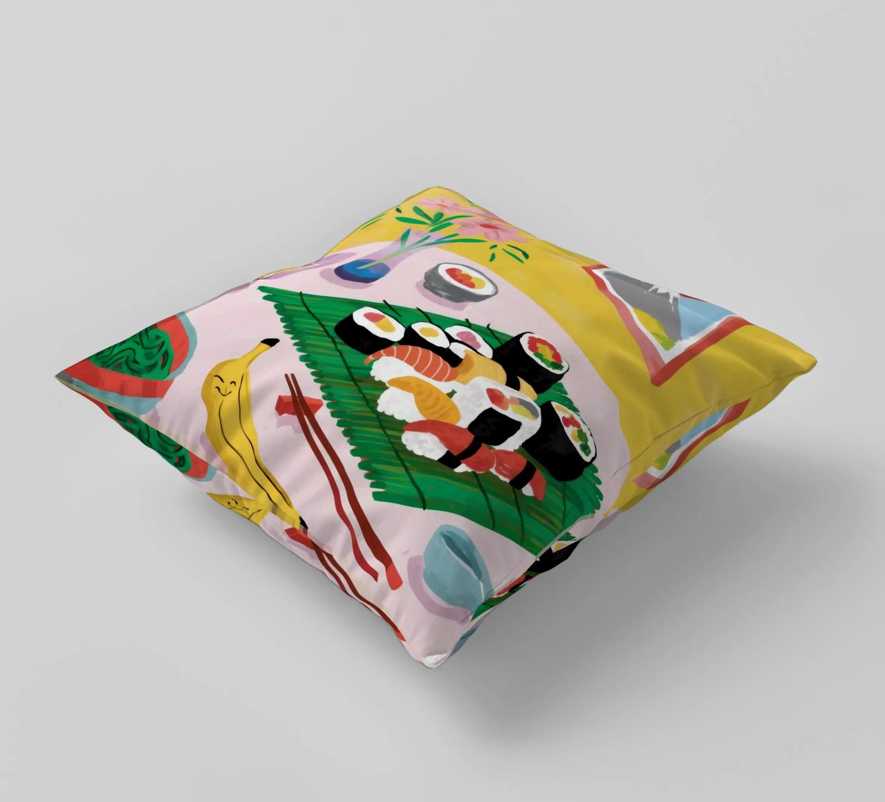 Vue sur les sushis Tranquille coussin de Aurora Muse