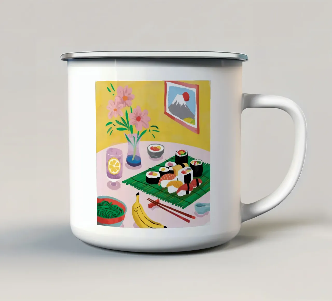 Sushi Aussicht Ruhig Emaille Tasse von Aurora Muse