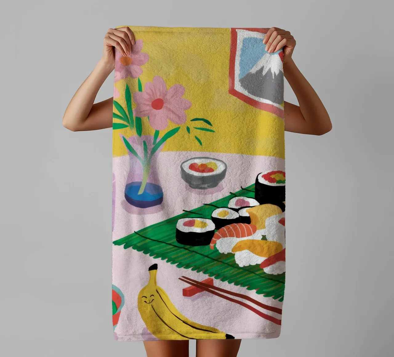 Sushi View Tranquil towel by Aurora Muse