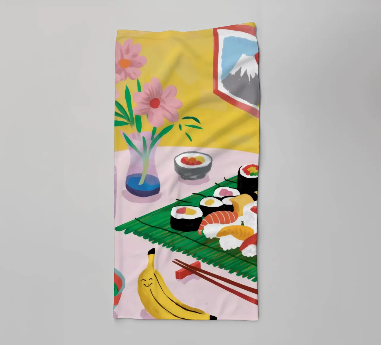 Sushi View Tranquil towel by Aurora Muse