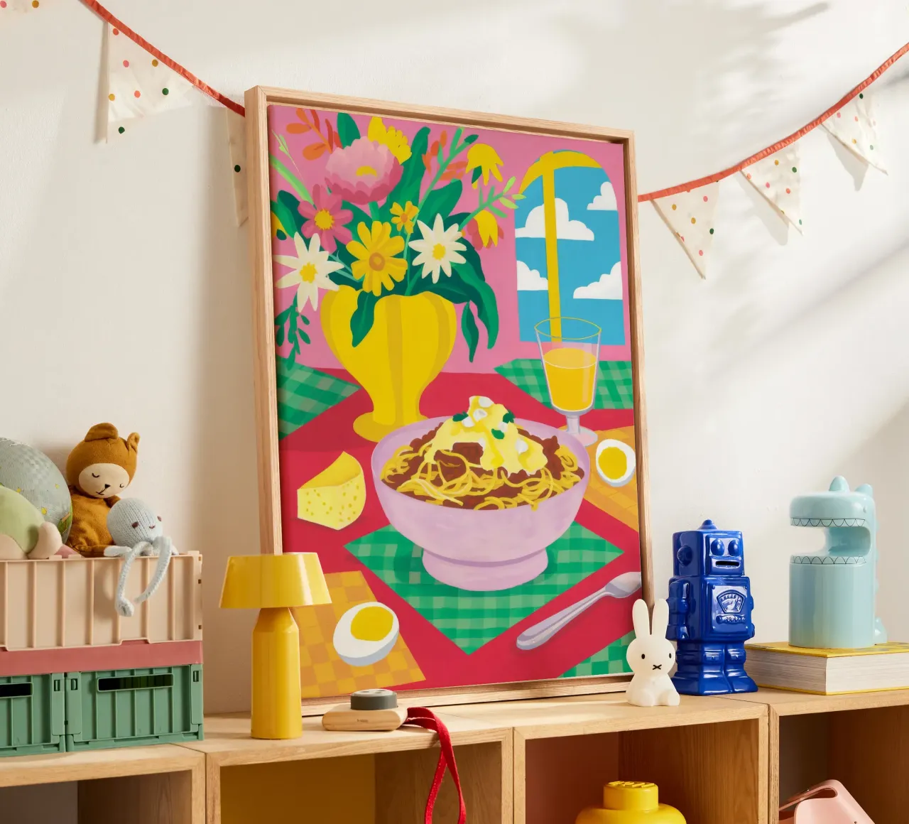 Sunny Cereal Bloom canvas with Floater frame by Aurora Muse