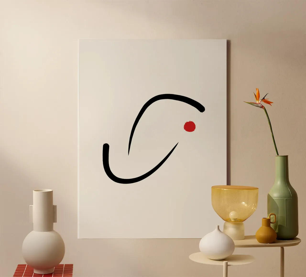 Japandi minimalist artwork III canvas met Baklijst van Imaginative