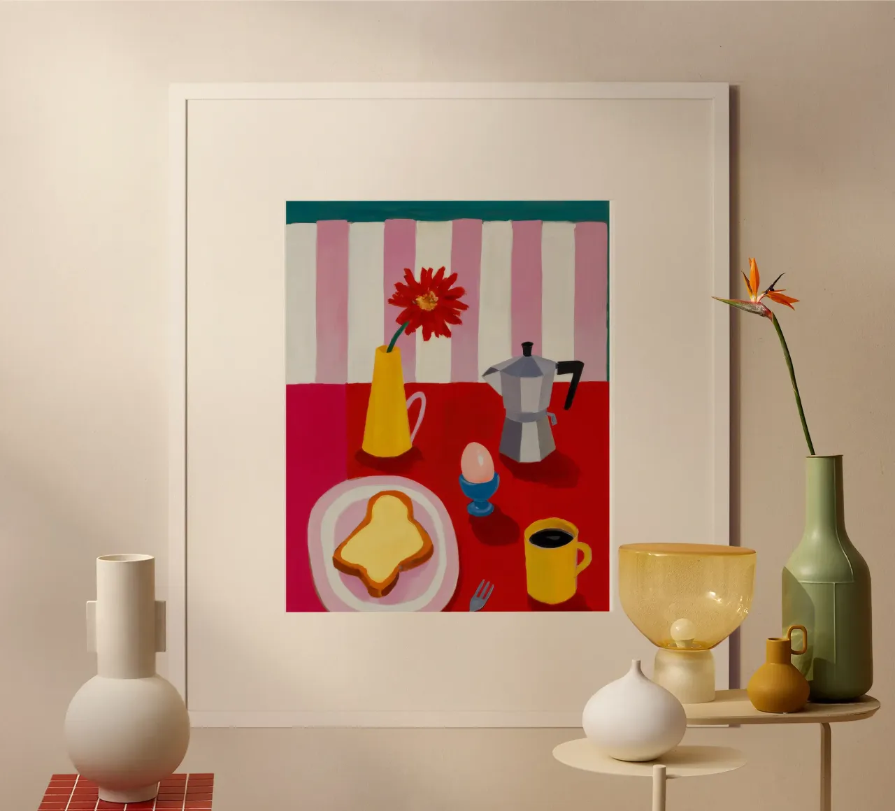 Rituale del brindisi rosso poster con telaio in legno da Aurora Muse