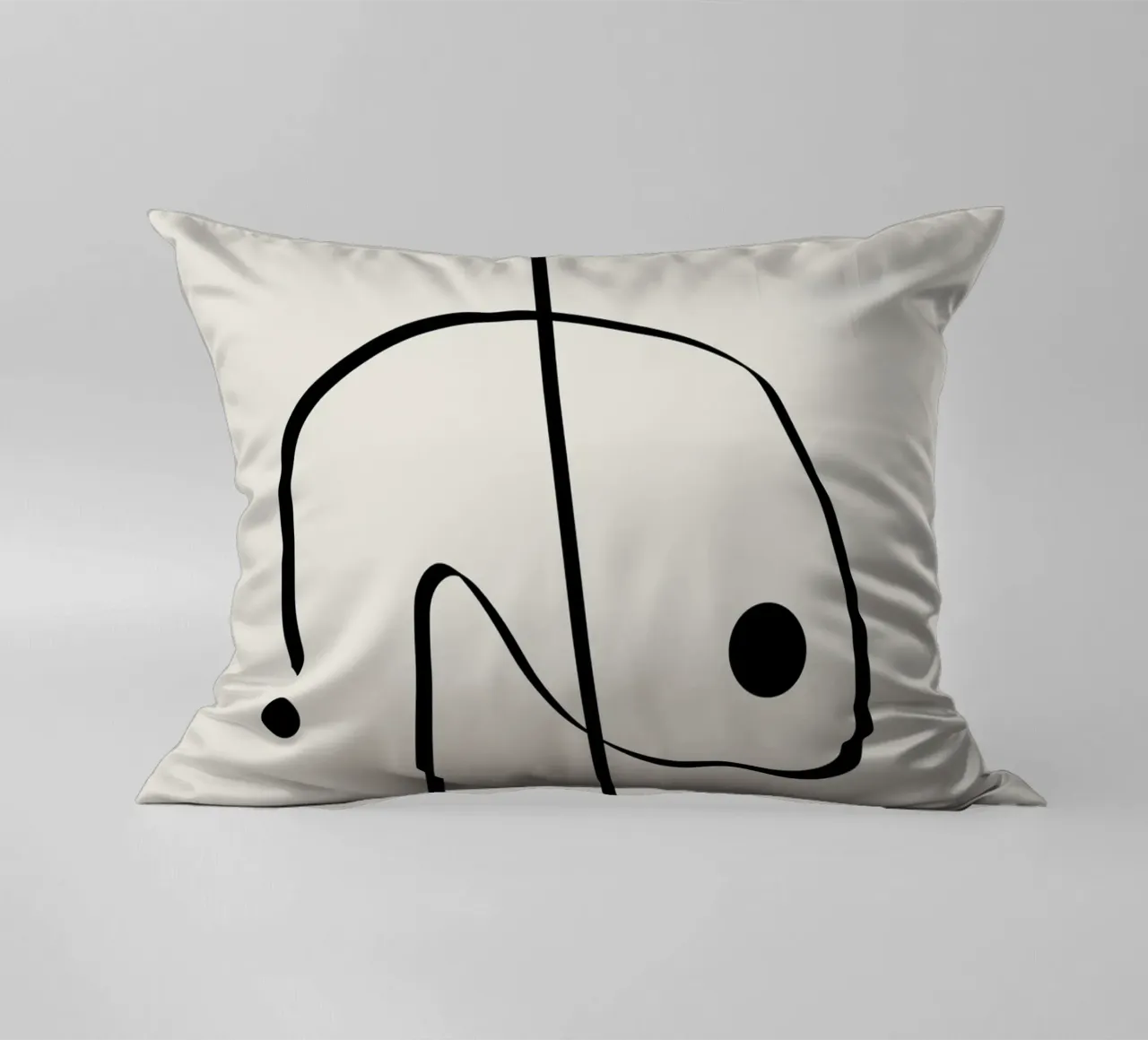 Figure with lines in beige II Kissen von Imaginative