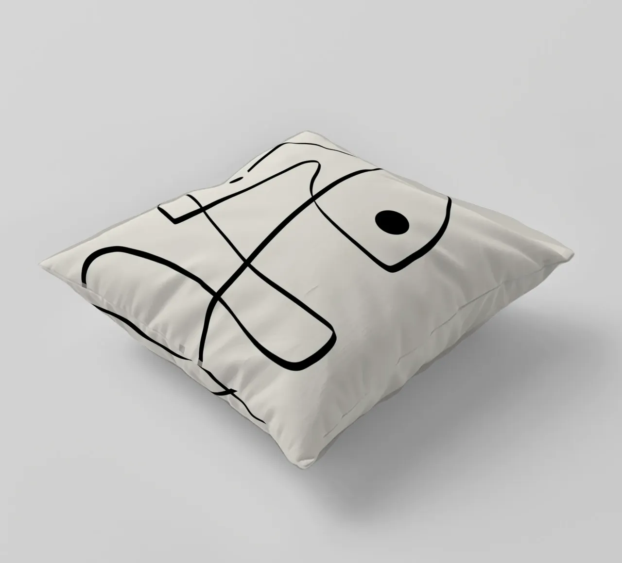 Figure with lines in beige II Kissen von Imaginative
