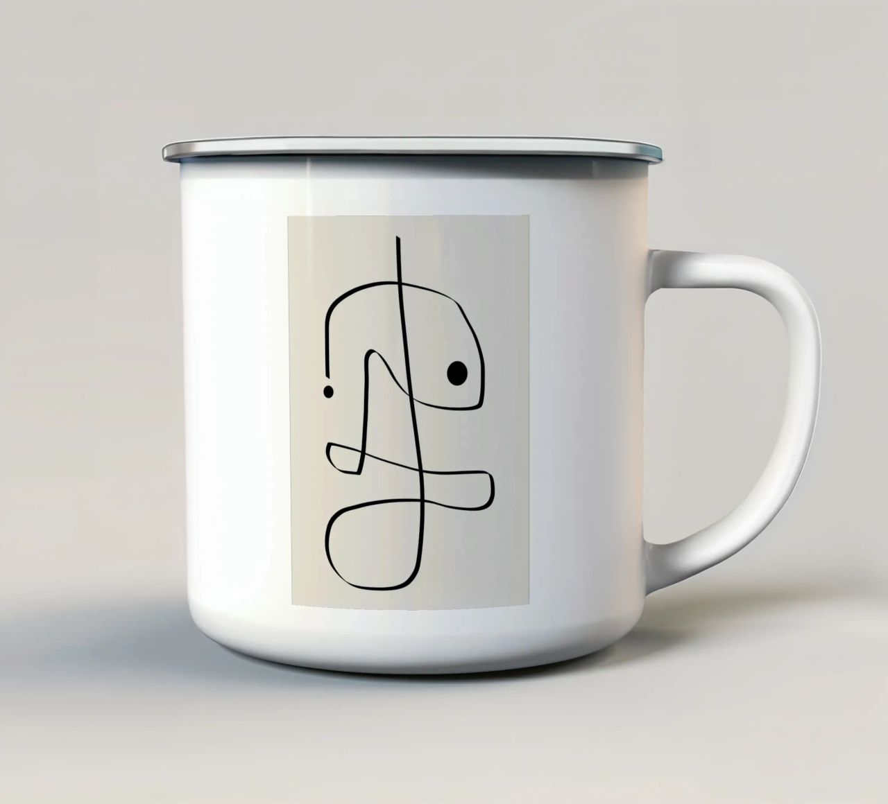 Figure with lines in beige II tazza in smalto da Imaginative