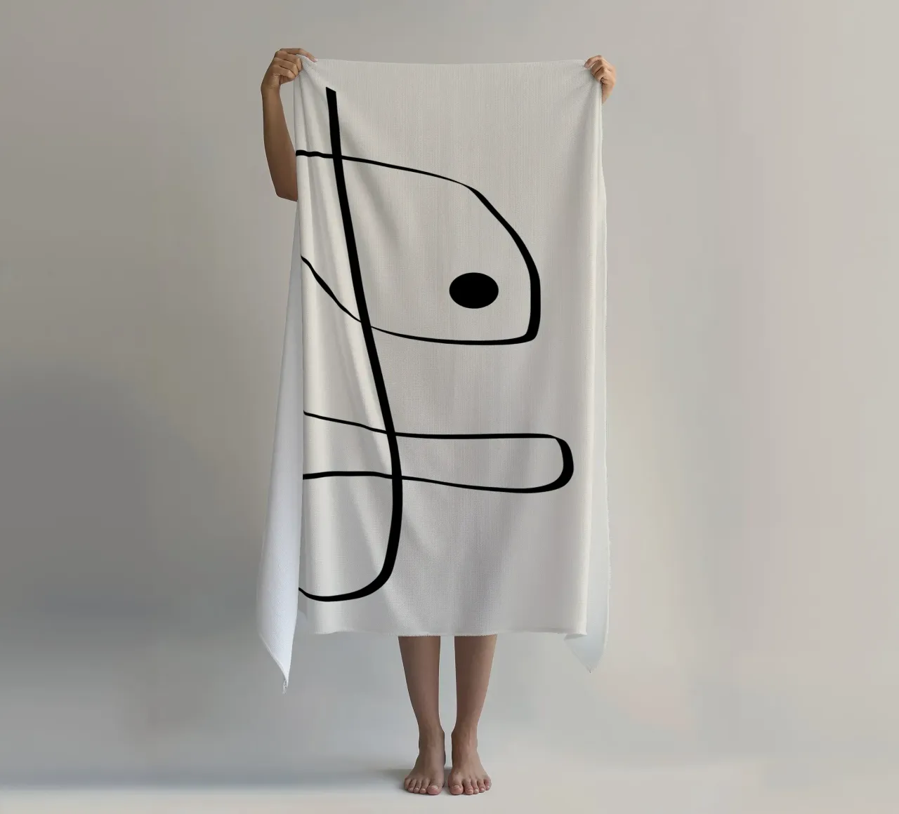 Figure with lines in beige II beach towel by Imaginative