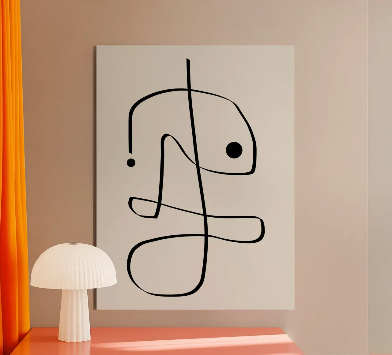Figure with lines in beige II pannello forex da Imaginative