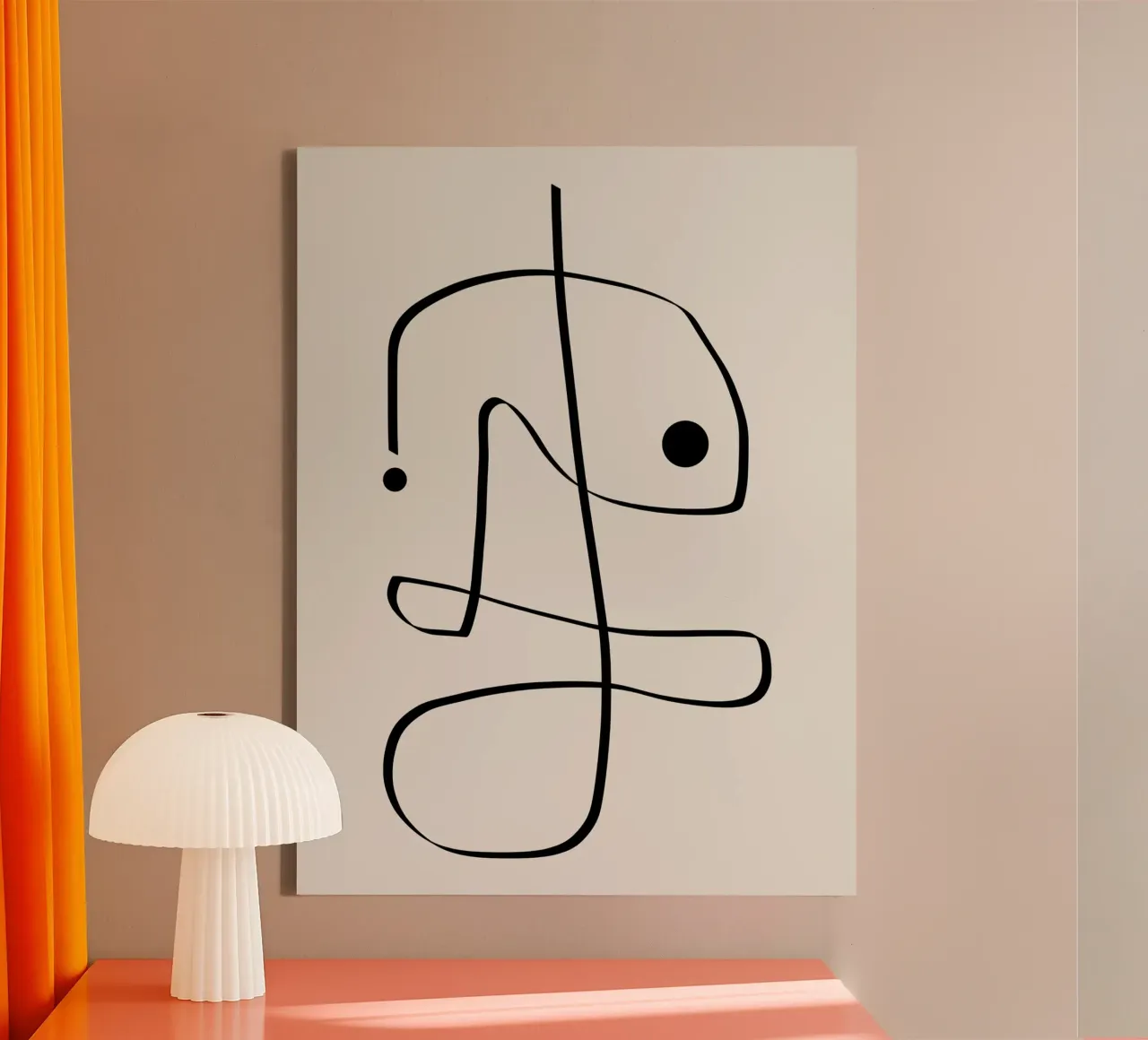 Figure with lines in beige II toile avec Caisse américaine de Imaginative