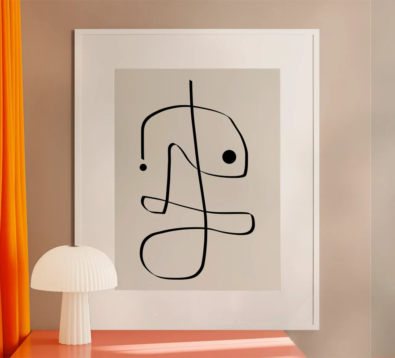 Figure with lines in beige II hahnemühle de Imaginative