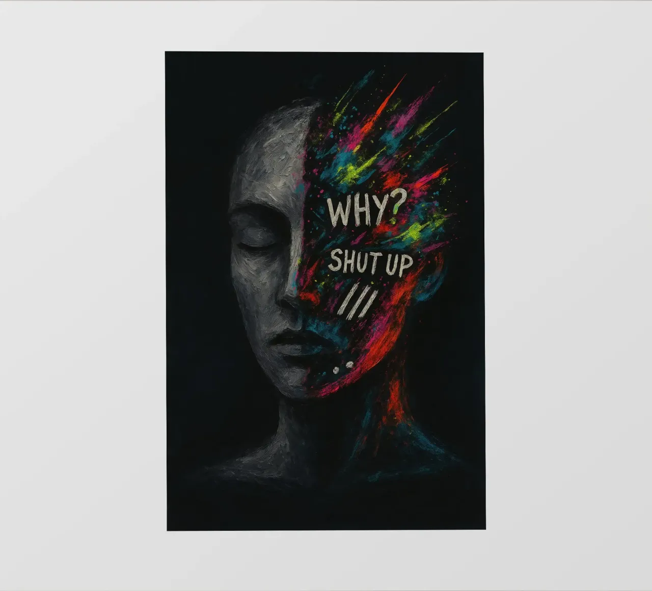 Why? Shut Up. | Limited Statement Piece pellicola backlit da Art.Piece
