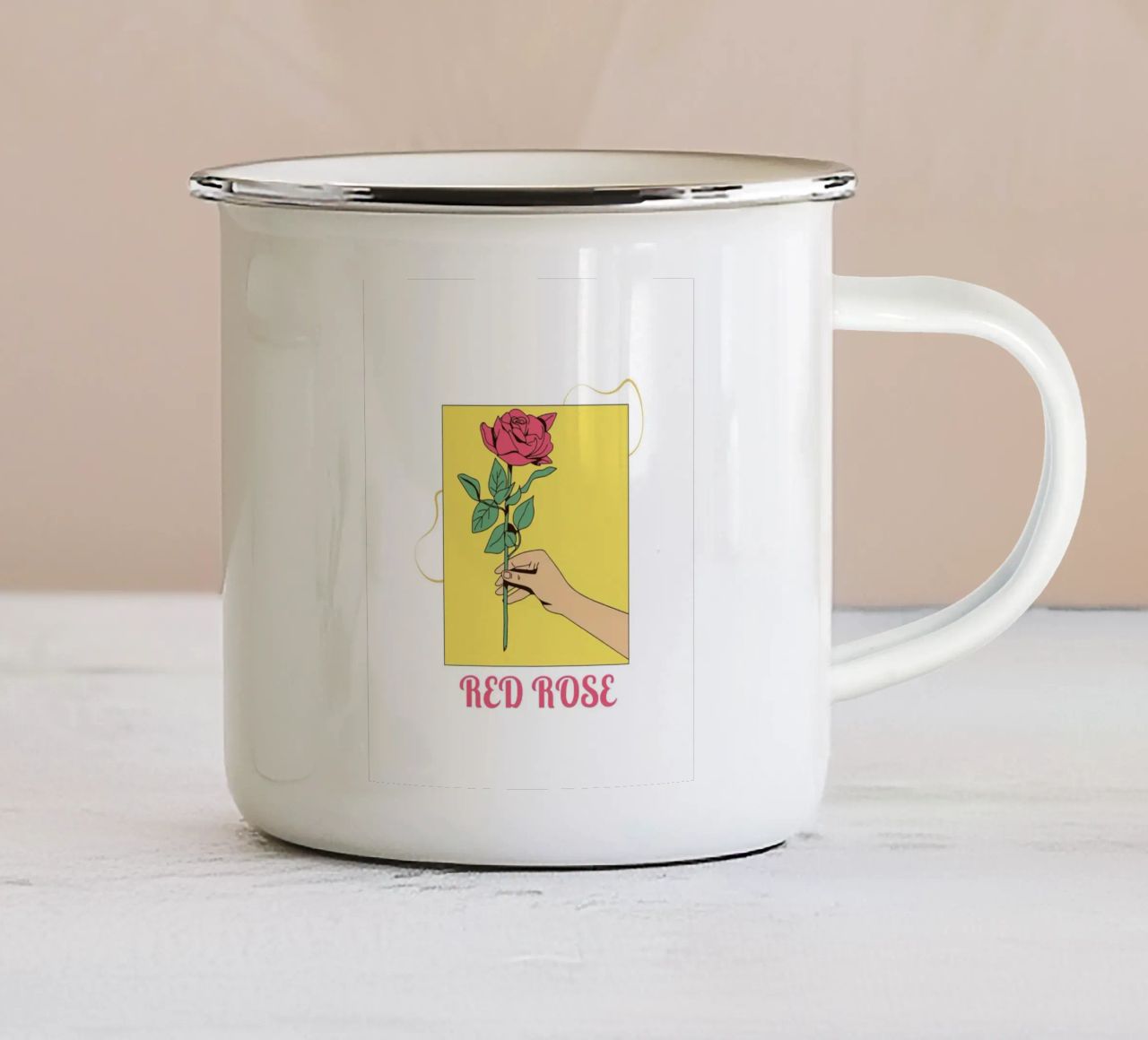Rosa rossa tazza in smalto da graphic design