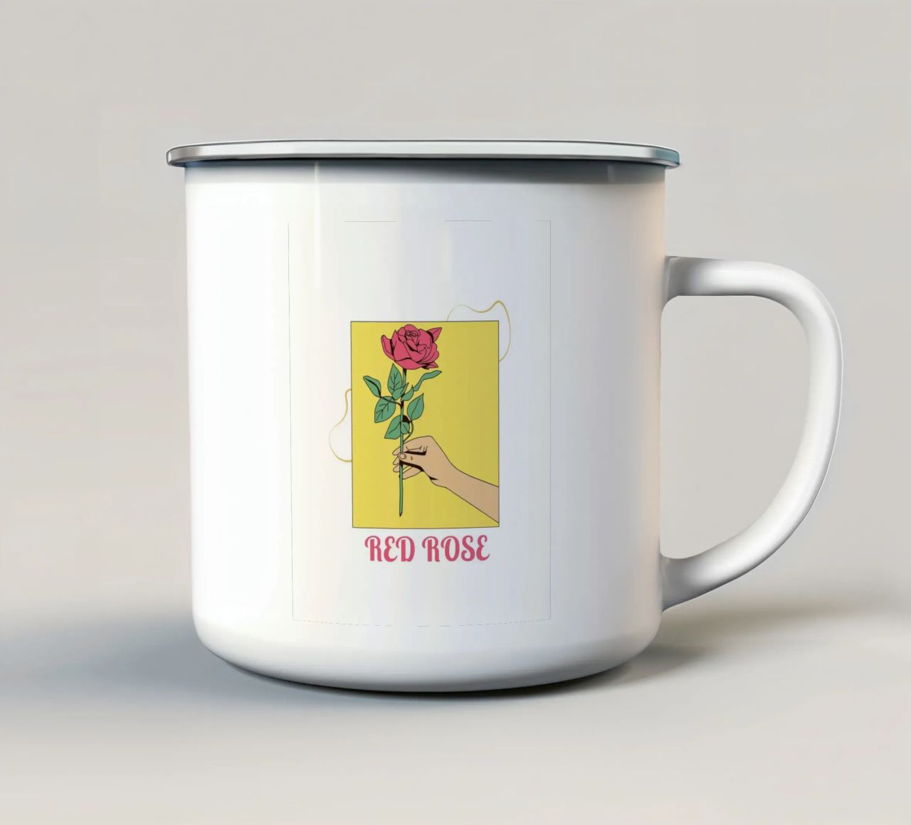 Rosa rossa tazza in smalto da graphic design