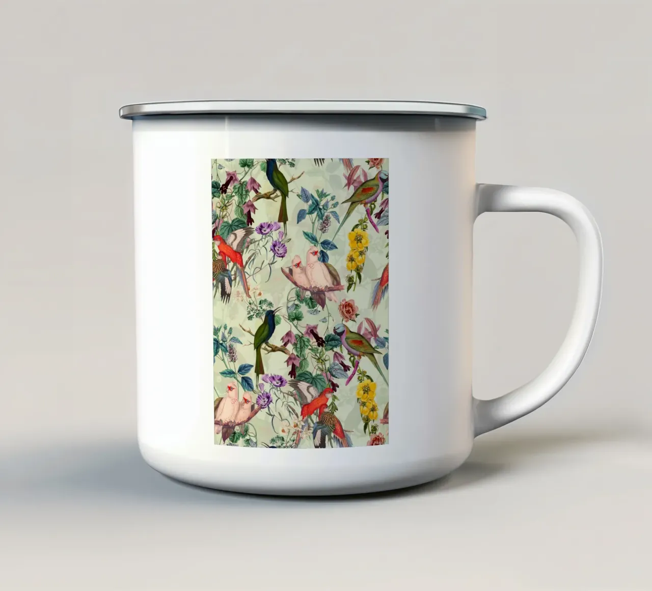 FLORAL AND BIRDS XII-II tazza in smalto da burcukorkmazyurek