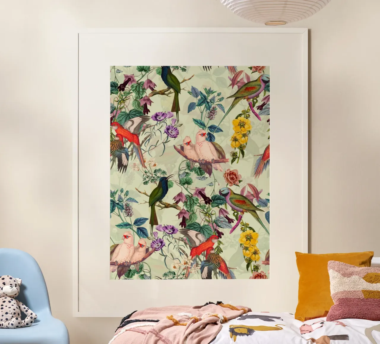 FLORAL AND BIRDS XII-II poster con telaio in plastica da burcukorkmazyurek