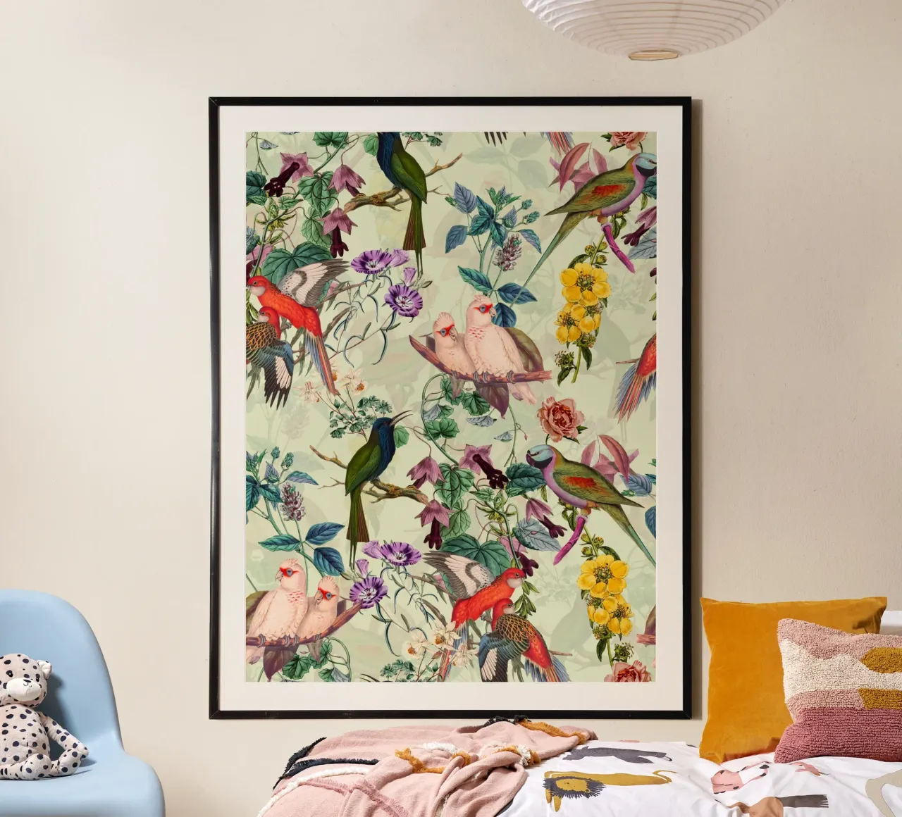 FLORAL AND BIRDS XII-II poster con telaio in plastica da burcukorkmazyurek