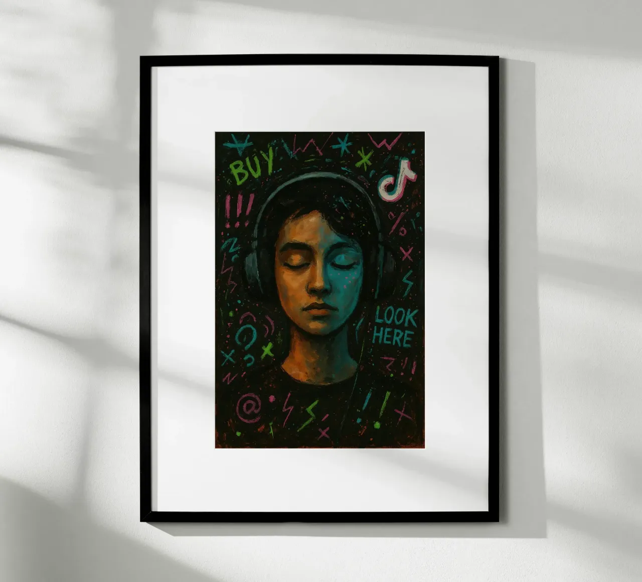 Muting Fake Opinions | Limited Edition Drop poster con telaio in legno da Art.Piece