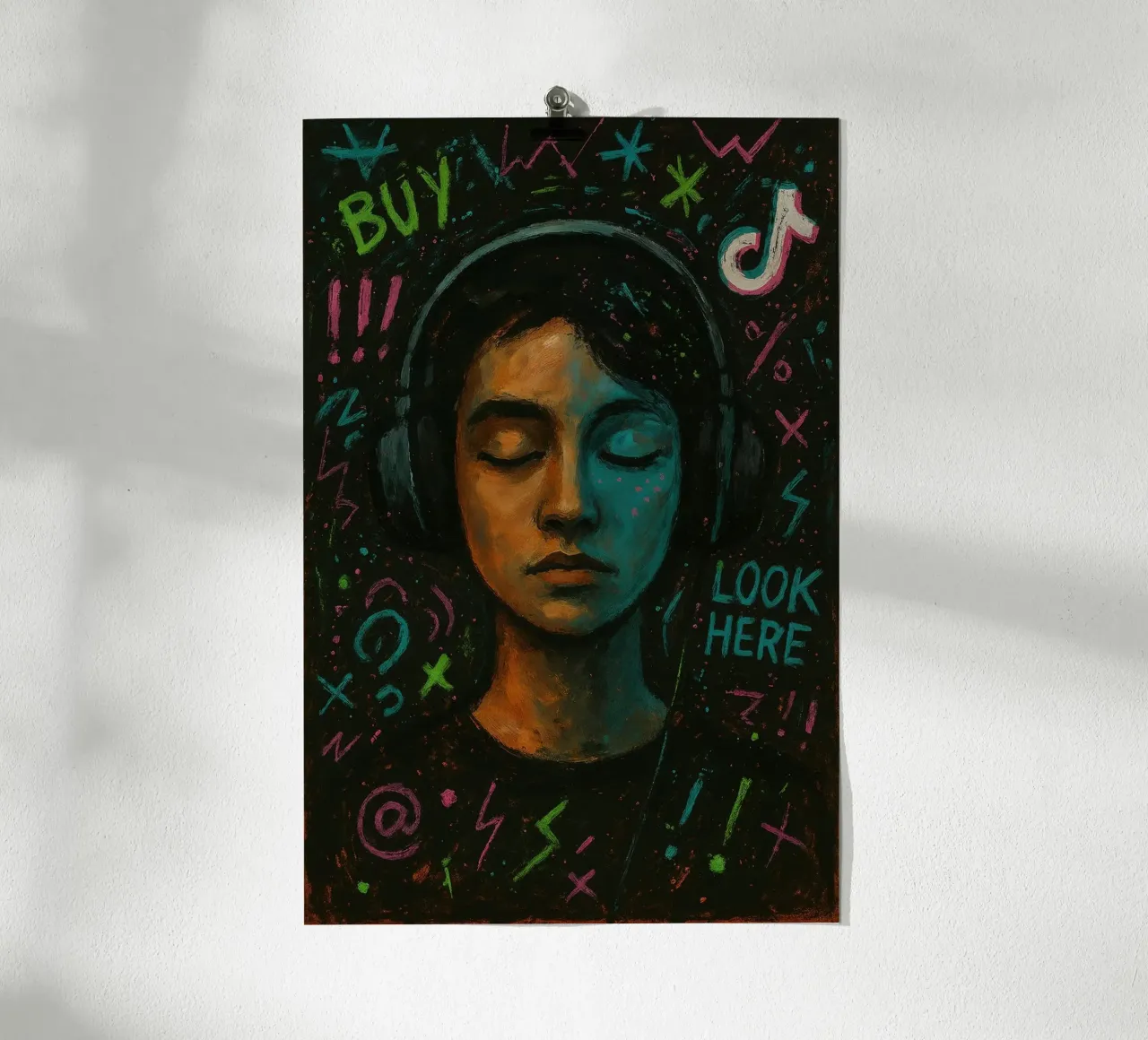 Muting Fake Opinions | Limited Edition Drop poster con telaio in legno da Art.Piece