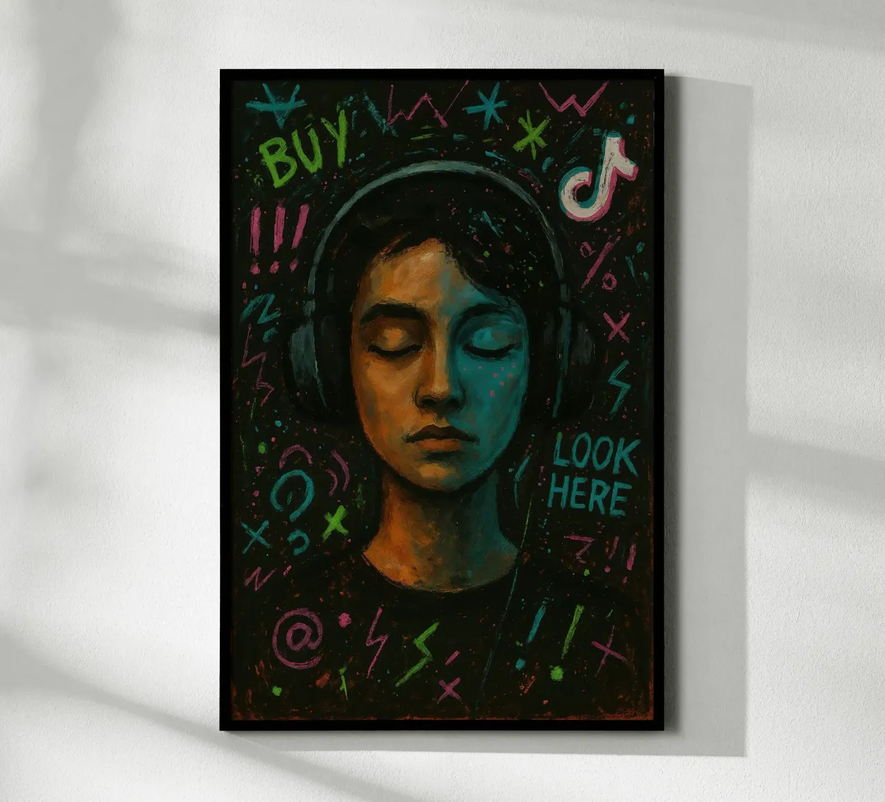 Muting Fake Opinions | Limited Edition Drop poster con telaio in legno da Art.Piece
