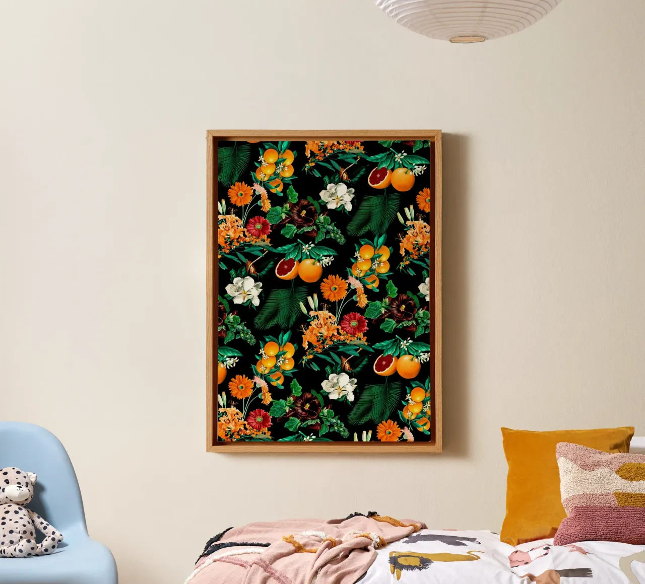 Fruits and Floral Pattern tela con Cornice a cassetta da burcukorkmazyurek