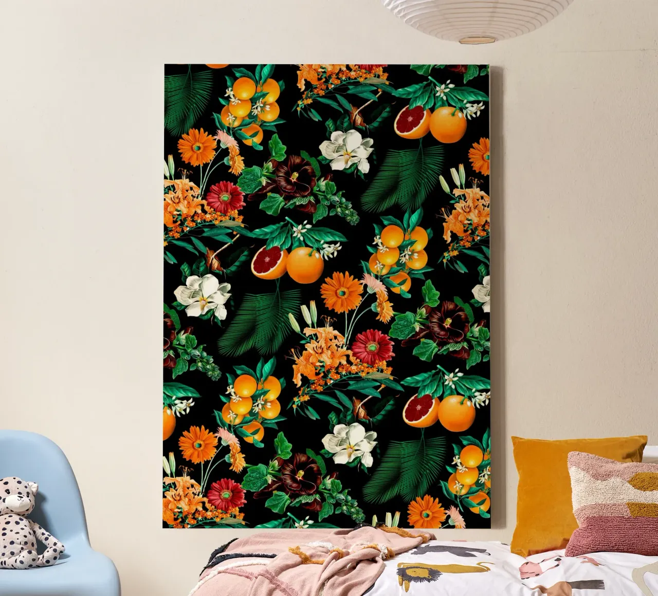 Fruits and Floral Pattern tela con Cornice a cassetta da burcukorkmazyurek